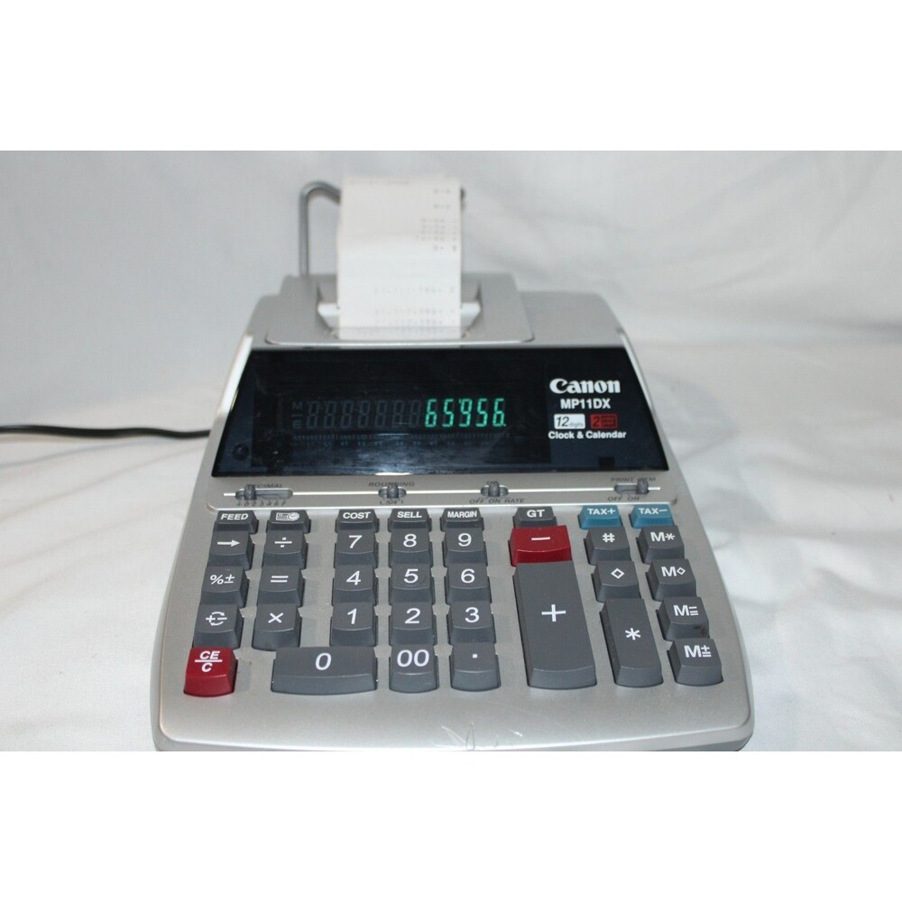 Canon MP11DX 12-Digits 2-Color Clock Calendar Adding Machine Printing Calculator